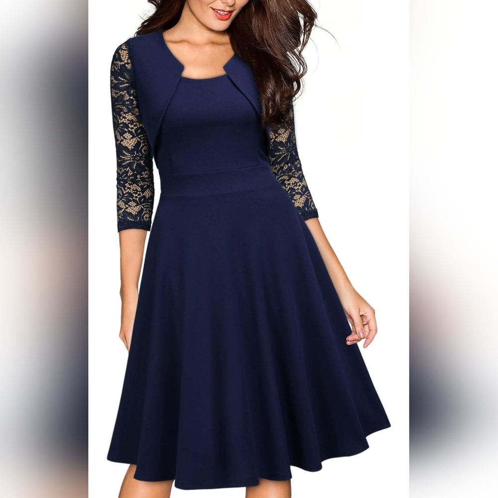 Dark blue vintage style dress size small